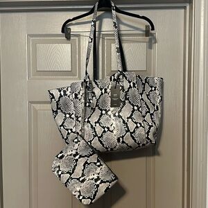 Aldo | Faux Snakeskin Tote Bag & Zipper Bag